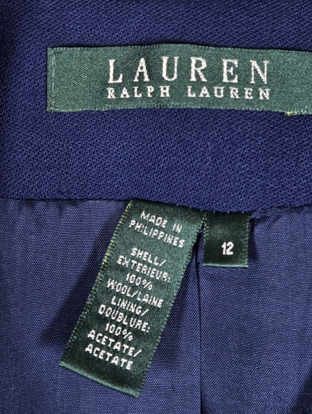 NEW Lauren Ralph Lauren Navy Blue Wool Blazer Jacket 12 Silver Buttons Crest - Picture 2 of 16